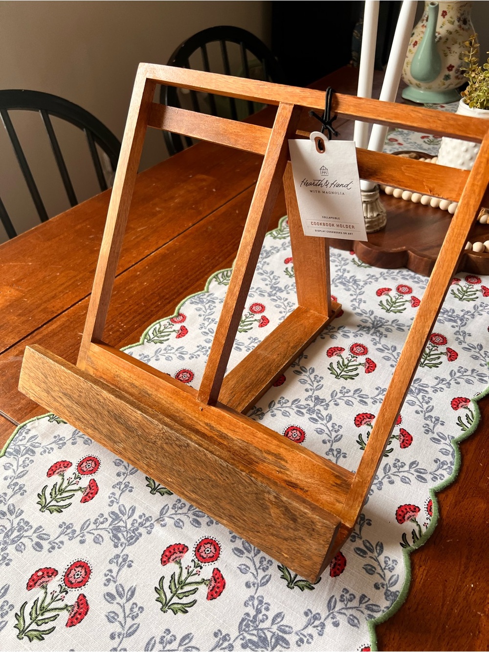 Hearth & Hand Wooden Cookbook Holder in Warm Brown